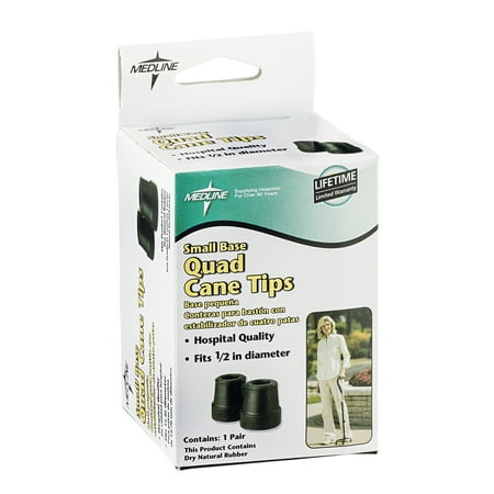 Medline Small Base Quad Cane Tips, 2 Count