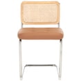 thumbnail image 5 of SAFAVIEH Coralia Industrial PU Solid Dining Side Chair, Cognac/Natural/Chrome (Set of 2), 5 of 14