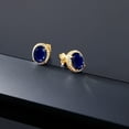 thumbnail image 5 of Gem Stone King 5.48 Ct Oval Blue Sapphire 18K Yellow Gold Plated Silver Earrings, 5 of 5
