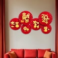 thumbnail image 6 of Tachiuwa 6Pcs 2024 Chinese New Year Paper Fans Traditional Paper Fans Spring Festival Wall Lunar New Year Decor for Party Home E, 6 of 10