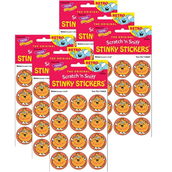 Trend Enterprises T-83621-6 Tear-ific Onion Scented Stickers - 24 Count - Pack of 6
