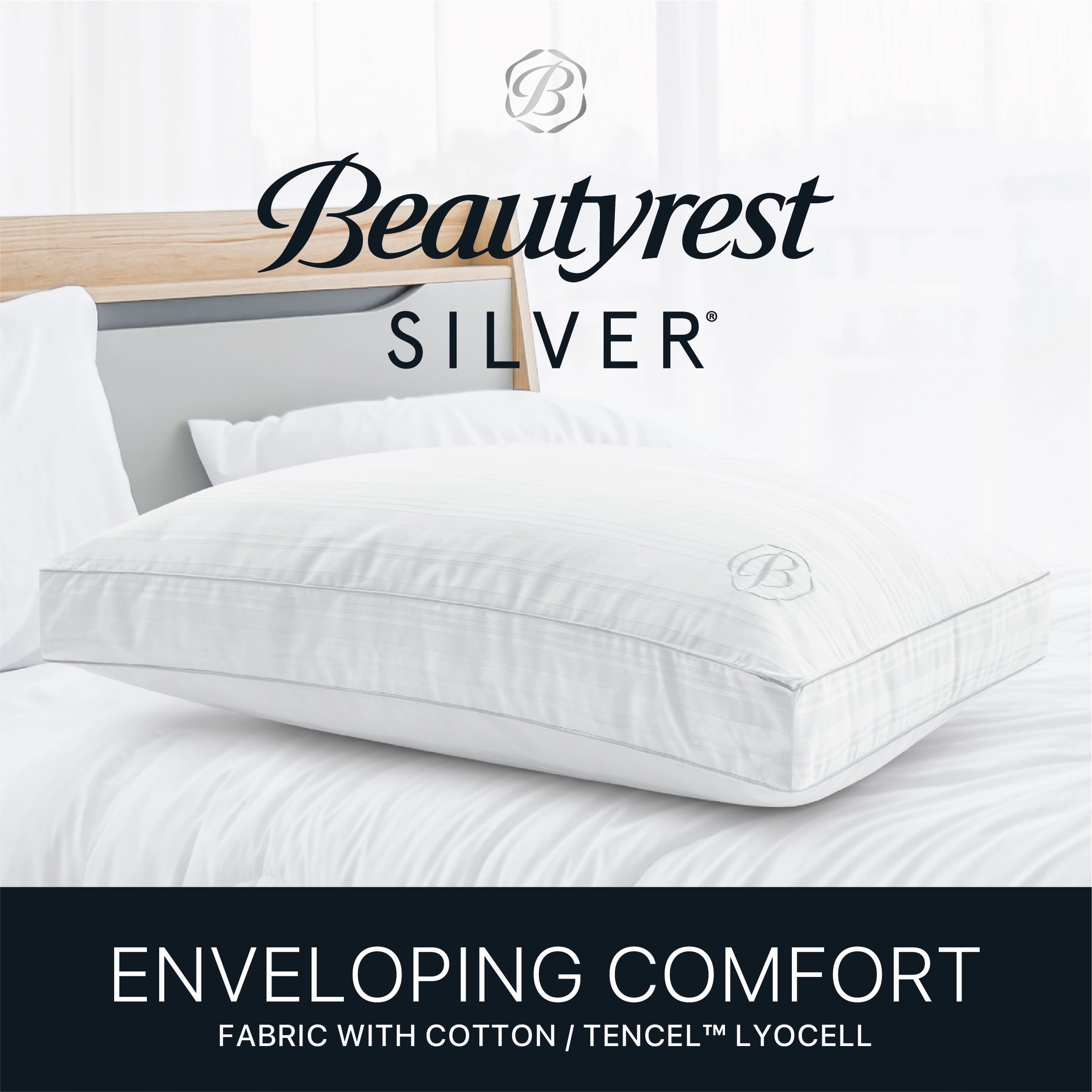 Beautyrest Silver Enveloping Comfort Down Alternative Bed Pillow with  Cotton Tencel Lyocell Cover, King