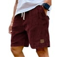 thumbnail image 3 of Men's Corduroy Shorts Casual Elastic Waist Drawstring Beach Shorts Summer Lightweight Loose fit Shorts with pockets Wine L, 3 of 8