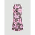 thumbnail image 5 of Women'S Fishtail Skirt Elegant Floral Ruched Skinny Bodycon Ruffle Long Skirts Powder Pink L, 5 of 8