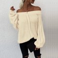 thumbnail image 2 of Sweaters for women Women's Long-Sleeved One-Word Collar Pullover Sleeve Off-Shoulder Solid Color Sweater christmas sweater women, 2 of 7