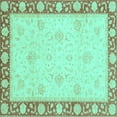 thumbnail image 1 of Ahgly Company Indoor Square Oriental Turquoise Blue Modern Area Rugs, 4' Square, 1 of 4