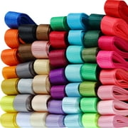 48 Color 96 Yard 3/8 Inch Wide Solid Grosgrain Ribbons Rainbow Color Fabric Ribbon Set for Sewing Hair Bow Craft Wedding Party Gift Wrapping Packing Floral Arrangements
