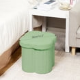 thumbnail image 4 of 12.6" Flower Shaped Storage Ottoman Cube, Faux Teddy Fur Foot Stool with Storage, Pink, Boucle Seat for Living Room, 4 of 7