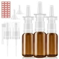 thumbnail image 1 of YAKESD Nasal Spray Bottle, 3 Pcs 30ML/1oz Glass Amber Refillable Fine Mist Sprayers Atomizers, Small Empty Nasal Sprayer with Oils Spray Tops, Oral/Swivel Sprayers, Funnels and Labels, 1 of 3