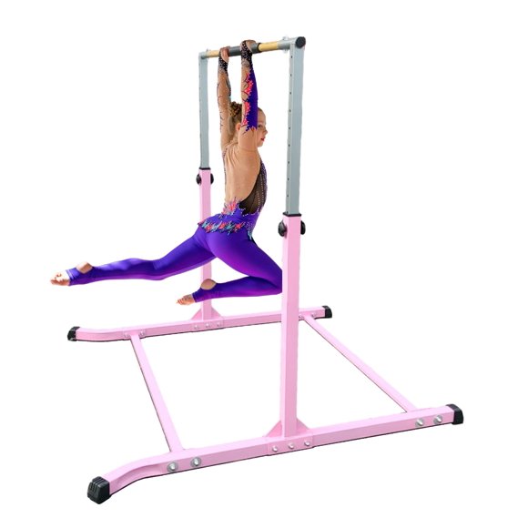 Barre de Gymnastique Kip Bar pour Enfants Entraînement de Gymnastique, Barre Horizontale à Hauteur Réglable Gymnaste Professionnel Junior Gymnastique Haute Barre, Barre Asymétrique Extensible 3 à 5 Pi Barre Coussinée Rose
