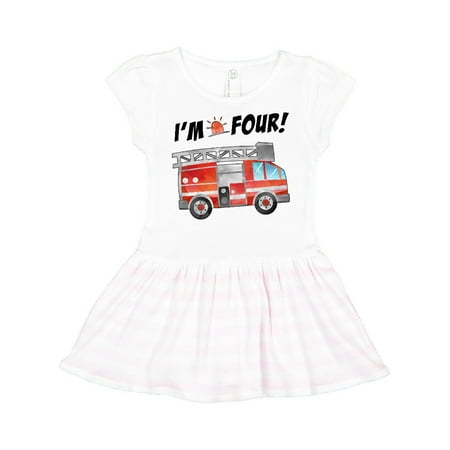 

Inktastic I m 4 Fire Truck 4th Birthday Gift Toddler Girl Dress