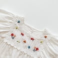 thumbnail image 4 of LYMAYTER Newborn Baby Girls Smocked Bubble Romper Ruffle Sleeveless Flower Vintage Bodysuit 3-24M, 4 of 8