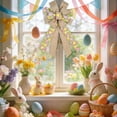 thumbnail image 4 of Uutvery Easter Bow Knot, 53x29cm Linen Like Handmade Decorative Bow with Egg Patterns, for Wreath Gift Box Door Wall Hanging Decor, 20.9x11.4 Inches, 4 of 6