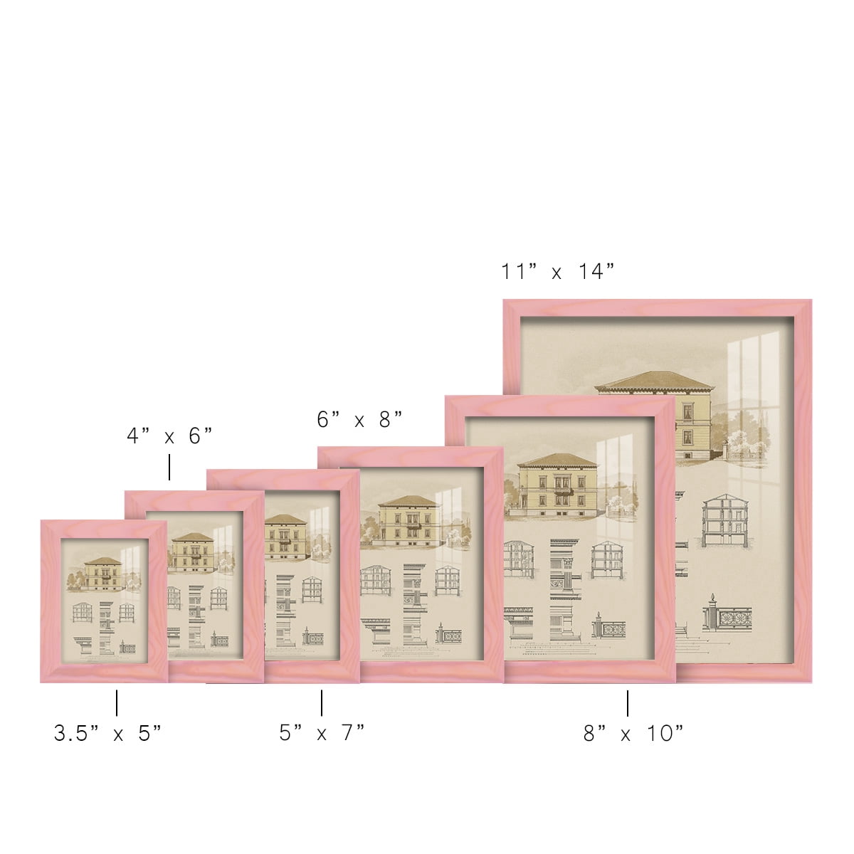 Estate and Plan II -Framed Print w/glass-Sunset Pink