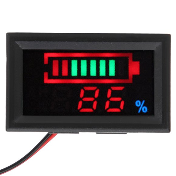 Indicateur de capacité de la batterie, YB27VE Voiture électrique Numérique LED Tension et électricité Double compteurs Testeur de puissance de la batterie Affichage du voltmètre (48V-Batterie au lithium)