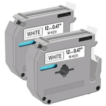 GREENCYCLE 2PK Compatible for Brother P-touch MK231 M-K231 M231 M-K231S 0.47'' 12mm Black on White Label Maker Tape