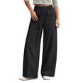 thumbnail image 4 of ZHYou No Boundarie Womens Baggy Pants Casual Stretch Waist Drawstring Quick Dry Wide Leg Lounge Trousers,Dark Gray,Size M, 4 of 7