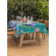 thumbnail image 3 of Outdoor Tablecloth with Umbrella Hole for Patio/Picnic/Party/Camping, Hello Spring Waterproof Table Cloth Rectangle Table Cover Washable, Pastoral Purple Bottle Floral Dark Green Wood (60"x 84"), 3 of 8