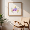 thumbnail image 5 of Cute Unicorn, Magical Unicorn, Fairy Tale, Girl Nursery - Illustration Watercolor Floral Fantasy Whimsical Pastel Oak Framed Wall Art Print 12 x 12 inches, 5 of 8
