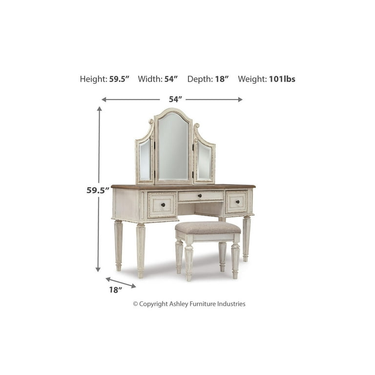Signature design by ashley vanity mirror stool sale