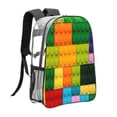 thumbnail image 3 of Zufioo Colorful Building Blocks Print Transparent Backpack, 16-inch PVC Waterproof Schoolbag, Suitable for Campus Work and Travel, Unisex, 3 of 7