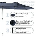 thumbnail image 3 of 15x9ft Double-Sided Patio Umbrella, Outdoor Market Umbrella, Large Sunbrella Table Umbrellas with Crank Air Vents for Deck Pool Patio,Navy Blue, 3 of 7