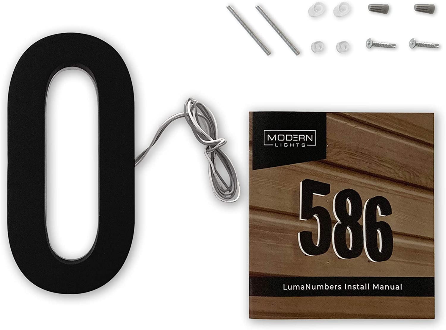 7 Inch LED House Numbers, ABS-Polymer, Warm 2700K Backlit, Large Lighted Address Numbers for Home, Weather-Resistant Modern House Sign for Improved Visibility at Night (Black, Number 2)