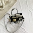 thumbnail image 2 of Bolsa De Hombro Bolso de mano para mujer, bolso cuadrado pequeño de moda, bolsos de mano sólidos de cuero PU (plata) Likrtyny Para Estrenar, 2 of 9