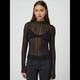 thumbnail image 4 of Camisetas de Larga Transparentes para Mujer, de Transparente, Ajustadas, con Ribete Festoneado, Blusas y Conjuntos Superiores Negro S, 4 of 8