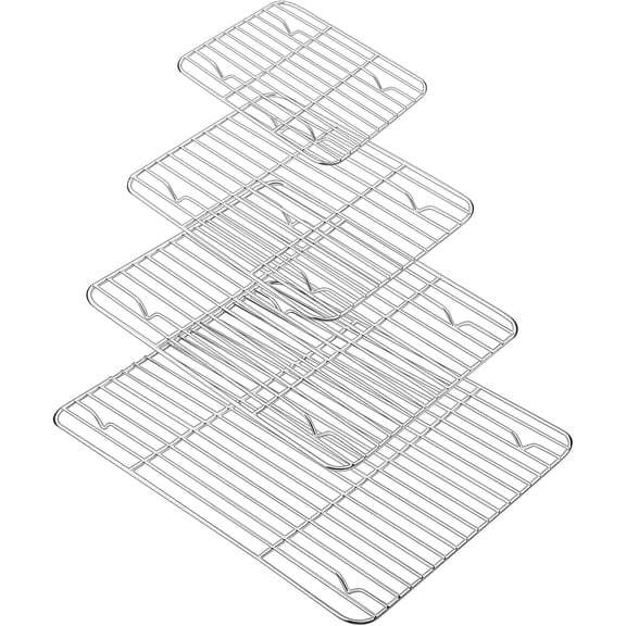 Baking Cooling Rack Set Stainless Steel Baking Racks, Roasting Rack for Roasting Grilling Cooking and Baking, Heavy Duty Wire Racks, Oven & Dishwasher Safe, 4 Various Sizes