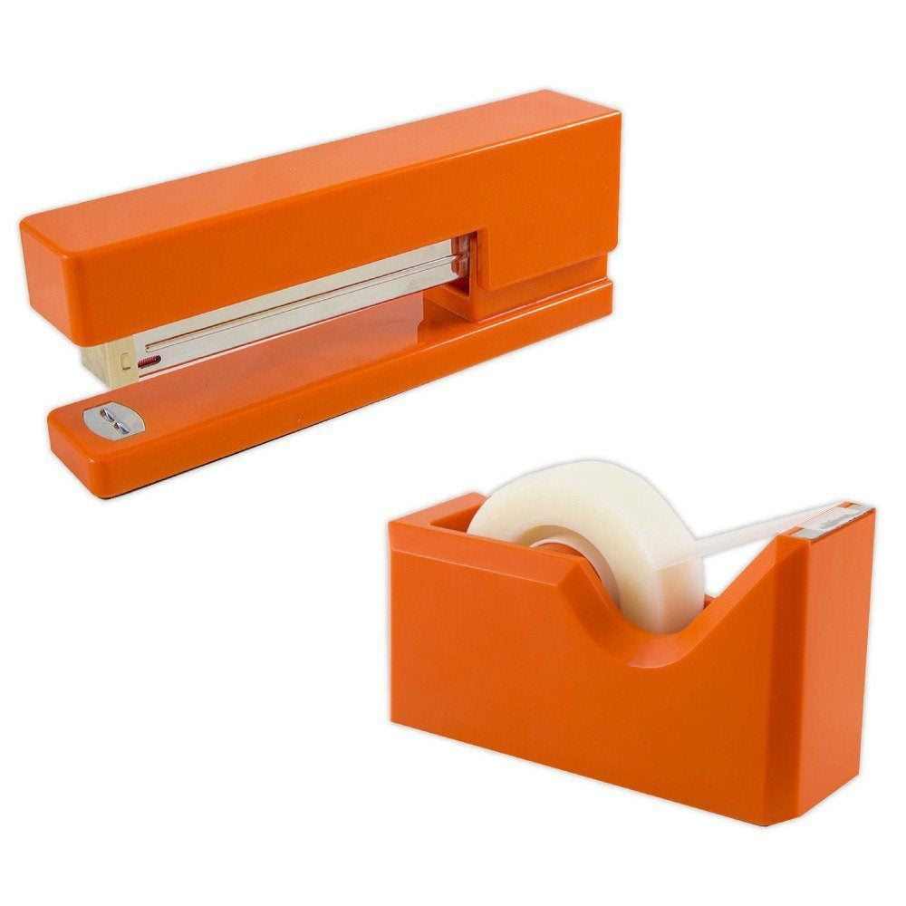 JAM Office & Desk Sets, 1 Stapler & 1 Tape Dispenser, Orange, 2/Pack