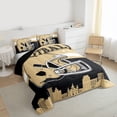 thumbnail image 3 of jejeloiu Rugby City Silhouette Queen Comforter Set,Gold Black Bedding Comforter Set For Kids Reversible 3-Piece, 3 of 8