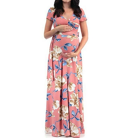 WODSTYLE LLC - Women's Short Sleeve Maternity Pregnant Floral Belt V ...