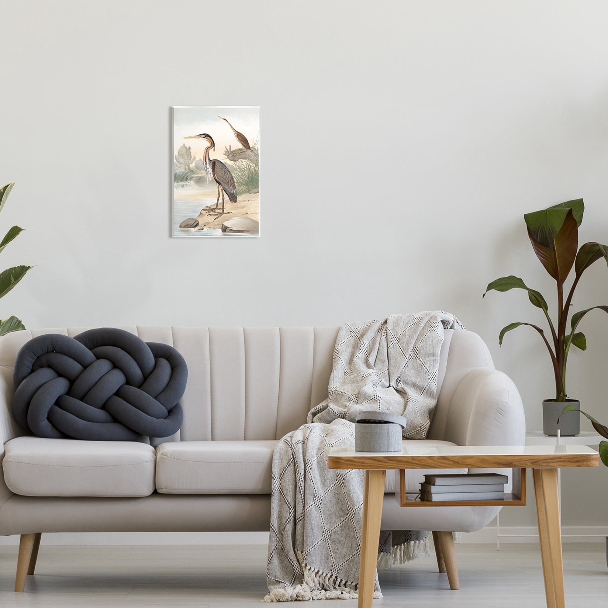 Stupell Industries Wild Heron Birds Perched Scenic Grassy Creek Painting Unframed Art Print Wall Art, Design by Piddix