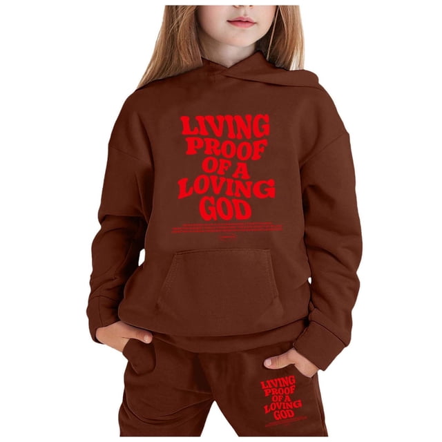 Ensemble de Chandail à Capuchon à Manches Longues pour Enfants Tenues de Filles & Ensemble Café 110/3 Ans-4 Ans