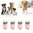 thumbnail image 2 of Small Dog Shoes for Winter, Snow Booties for Puppy, Outdoor Warm Dog Booties for Cold Weather (Pink, S), 2 of 5