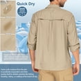 thumbnail image 5 of POENTAB Mens Safari Work Shirts Long Sleeve Hiking Fishing Tops UPF 50+ Quick Dry Camping Travel Button Down Shirt with Pockets, 5 of 10