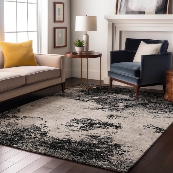 Addison Rugs Mayfield Premium Machine Washable Transitional Modern Black Rectangle Rug, 5' x 7'6"