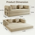 thumbnail image 5 of Kosynda Convertible Sleeper Sofa Bed with Cylindrical Pillow, Corduroy Folding Mattress Couch with Fixed-Shape Frame for Living Room Lounge, Beige, 5 of 7