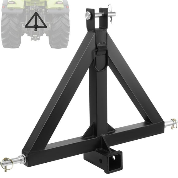 VEVOR Récepteur d'Attelage à 3 Points, Récepteur d'Attelage de Remorque à 3 Points de 2 Pouces Catégorie 1 pour Tracteur, Adaptateur de Barre de Traction avec Broches, Compatible avec Kubota, Mahindra, Ford, Yanmar, John Deere, Massey Ferguson