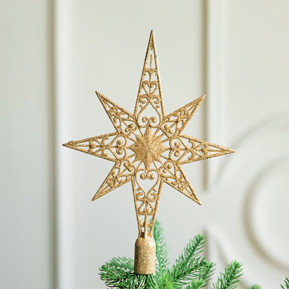 Mouliraty Christmas Tree Toppers, Plastic Star & Snowflake Tree Toppers, Christmas Tree Decorations, Xmas Tree Topper Ornaments