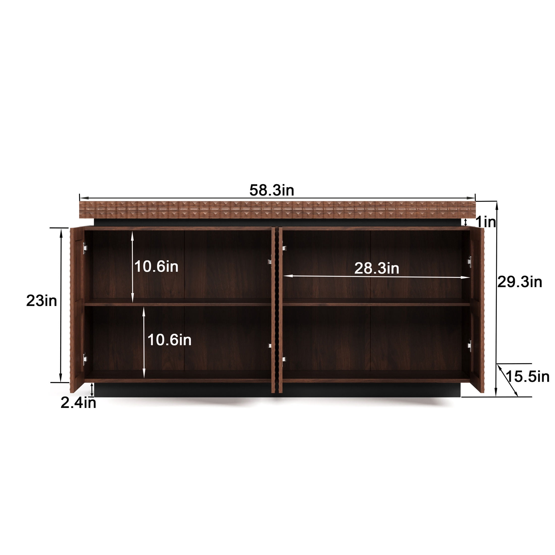 Noble House Dyani 58.3" Modern Accent Storage Sideboard with Fold-Out Doors, Kitchen Buffet Cabinet, Antique Brown