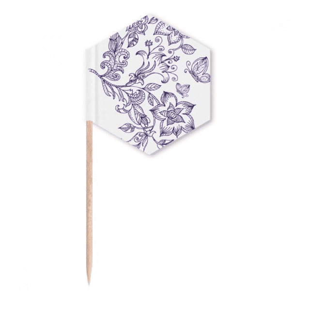 Lilac Decorative Classic Pattern Toothpick Flags Cupcake Picks Party Celebration