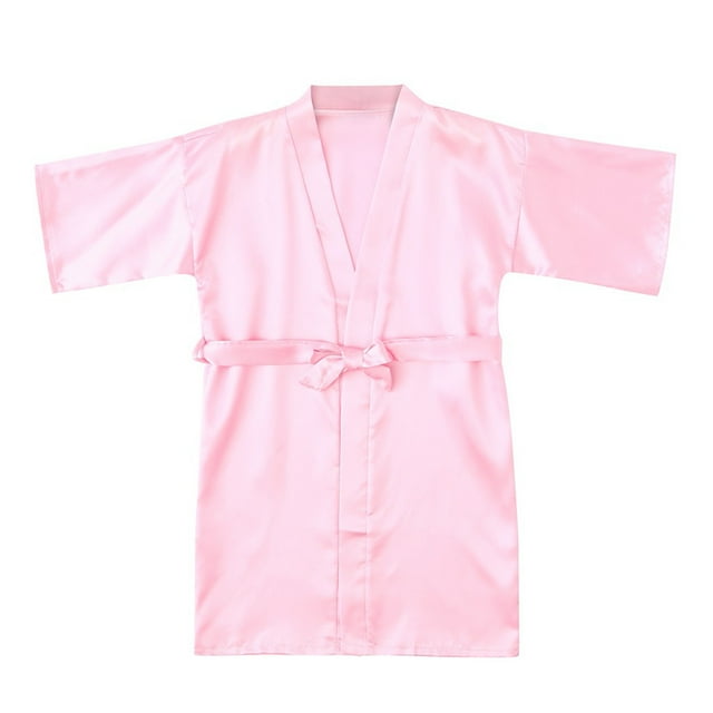 Diufon Peignoir pour Tout-Petits Garçons et Filles Manches 3/4 Col en V Satin Robe de Bain Décontractée à Lacets