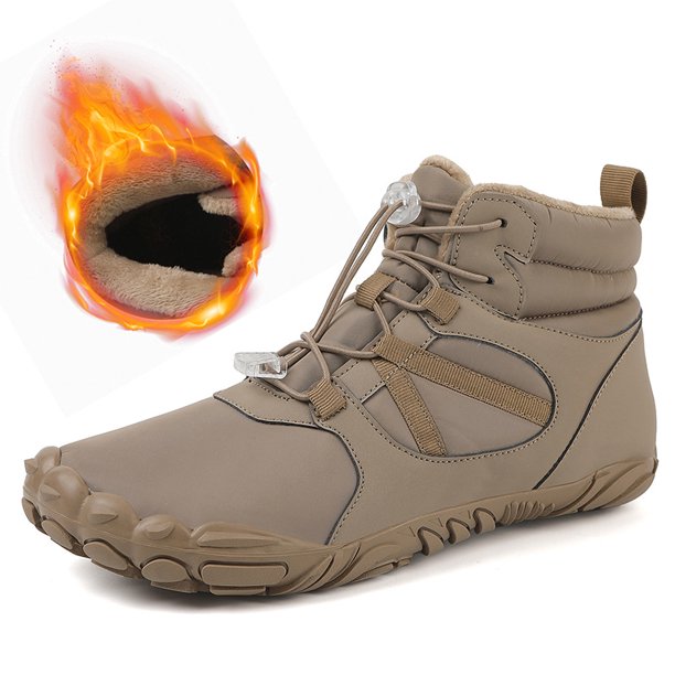 Botas de nieve de invierno para exteriores, zapatos de algodón grueso con forro polar para hombres, zapatos de montañismo de cinco dedos impermeables, antideslizantes y cálidos para mujer
