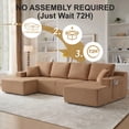 thumbnail image 3 of Leumius 130" U Shaped Sectional Couches with Chaise,Modern Deep Seat Boneless Corduroy Cloud Modular Sofa for Living Room,Brown, 3 of 8