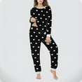 thumbnail image 6 of Dazajoo Fluffy Pajamas for Women Soft Fleece Warm Pajama Set Fuzzy Pjs Winter 2 Piece Flannel Lounge Sets with Pockets Black,XXL, 6 of 7