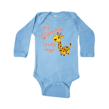 

Inktastic My Glamma Loves me- cute giraffe Gift Baby Boy or Baby Girl Long Sleeve Bodysuit