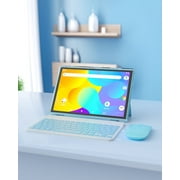 Tablet 2 in 1 Tablet with Keyboard Including Case Mouse Stylus, 10 inch Tablet Android 14 Tablets PC, 10.1 HD Tab 6000mah Battery 32GB+1024GB Expandable Tableta Computer