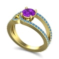 thumbnail image 2 of 2.50 Carat Round Cut Amethyst & Blue Topaz Gemstone Beautiful Proposal Ring for Women Solid 14K Yellow Gold Size 9 by Diamond-Capitals, 2 of 8